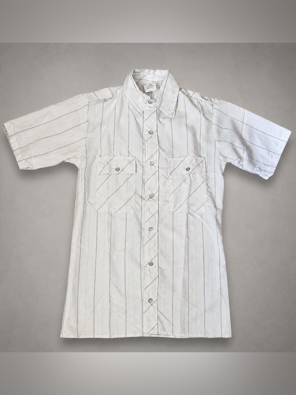 Vintage 70s Techni Flair Uniform Shirt Men’s S Striped Workwear